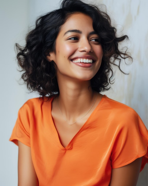 Vertical portrait of a multicultural young woman isolated from the background