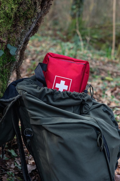 vertical portrait Survival Backpack Resources in Nature