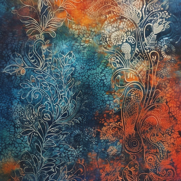 a vertical print in the style of batik