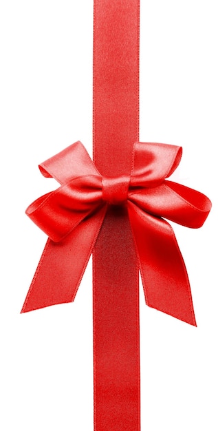 vertical ribbon with bow, isolated on white
