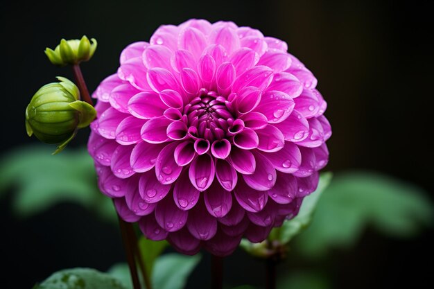 Vertical selective focus shot of a beautiful dahlia flower in a garden