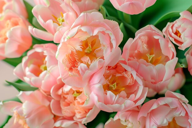 Vertical selective focus shot of beautiful pink tulips captured in a tulip garden