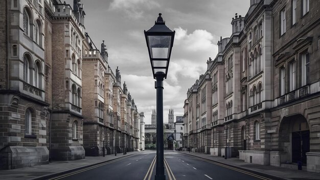 Vertical selective focus shot of a streetlight in the city of westminster abbey road