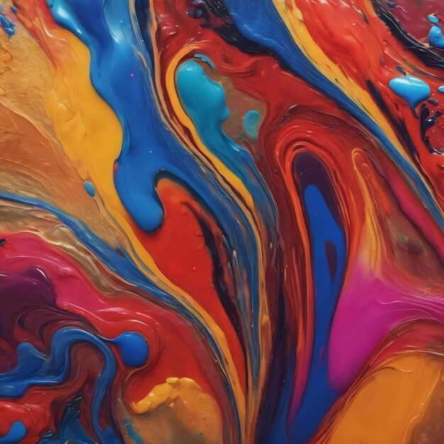 Vertical shot of an abstract background of colorful acrylic paint and oil mixture