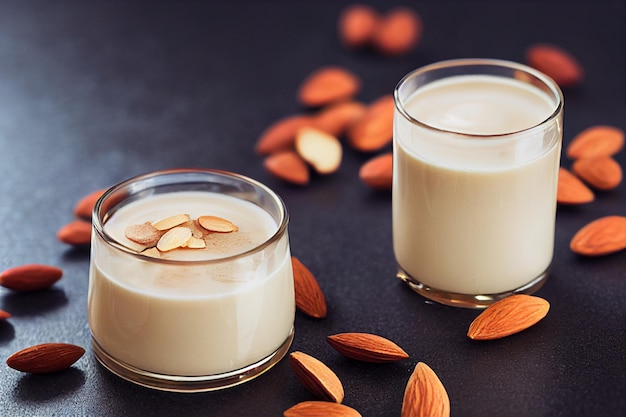 Vertical shot of almond milk