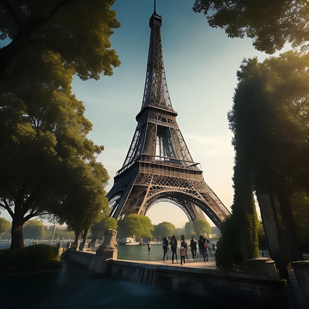 vertical shot of the beautiful Eiffel tower captured in pairs France