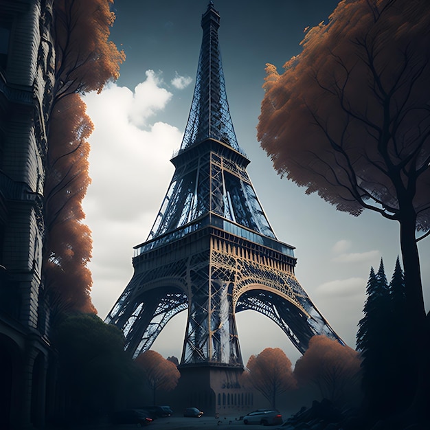 vertical shot of the beautiful Eiffel tower captured in paris france