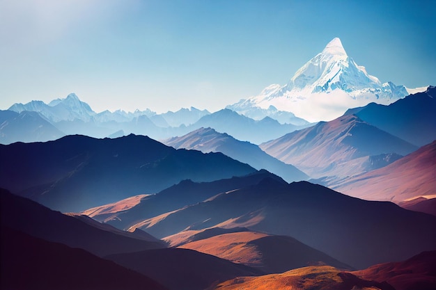 Vertical shot of beautiful mountains with snow