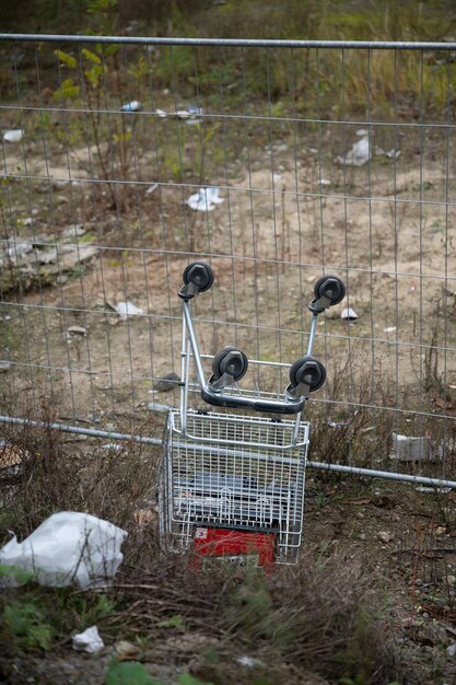 Vertical shot of the cart in the dump