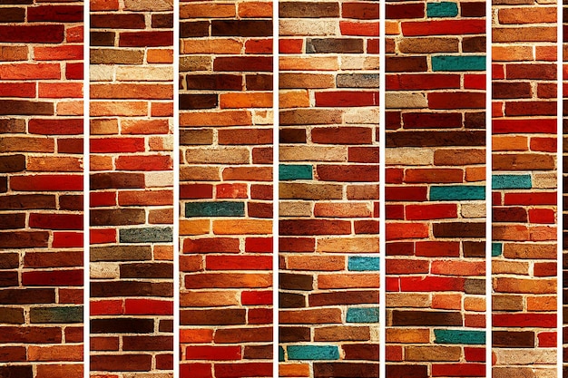 Vertical shot of colorful brick wall 3d illustrated