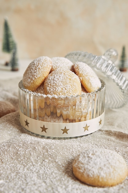 Vertical shot of cookies with sugar powder