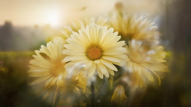 Vertical shot of a daisy with a blurred