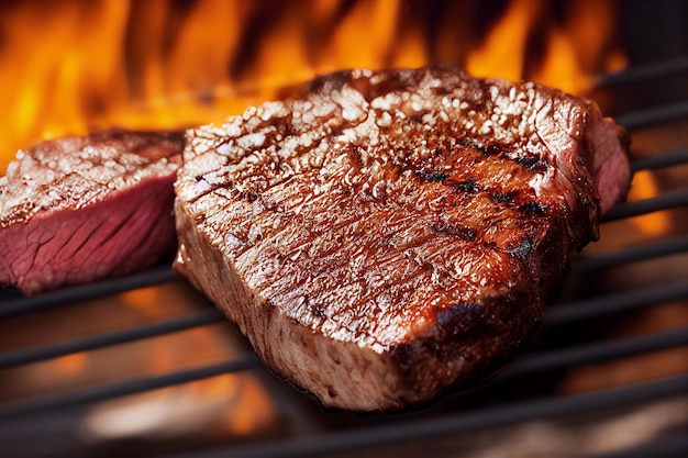 Photo vertical shot of delicious bbq grilled beef 3d illustrated