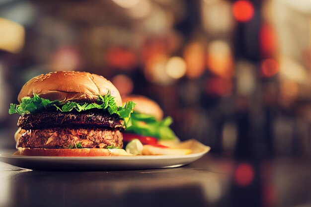 Vertical shot of delicious meat hamburger