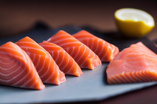 Vertical shot delicious salmon freshly cut 3d illustrated