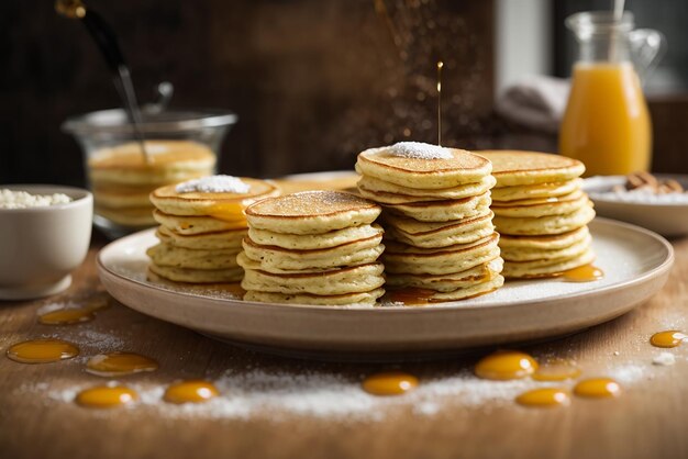 vertical shot of delicious vegan tofu pancakes with colorful fruits