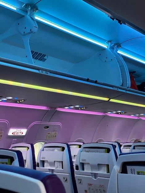 Vertical shot of the empty aircraft cabin