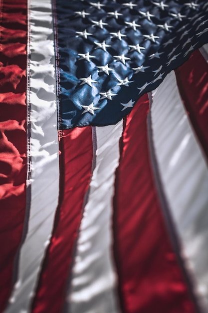 Vertical shot of the flag of the United States of America