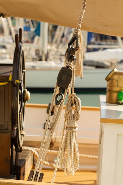 Vertical shot of the front detail of the sailboat