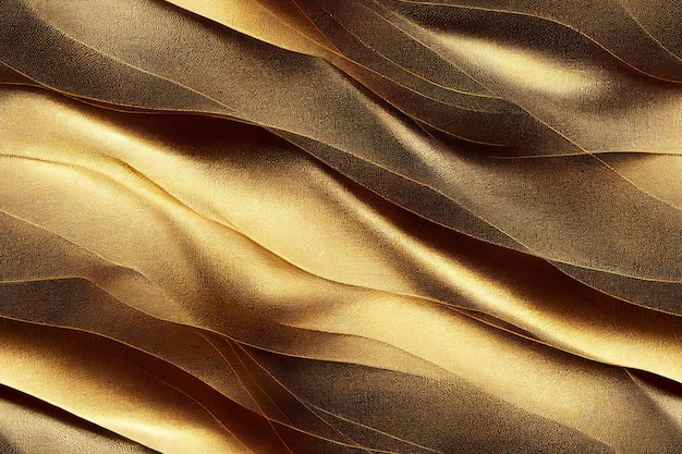 Vertical shot of Golden silk sheets seamless textile pattern 3d illustrated