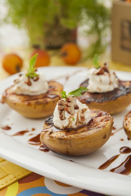 Vertical shot of a healthy and balanced gourmet dessert food