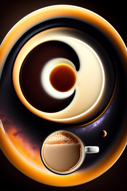 Vertical shot of hot coffee with waffles ai generative