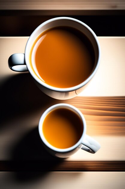 Vertical shot of hot coffee with waffles ai generative