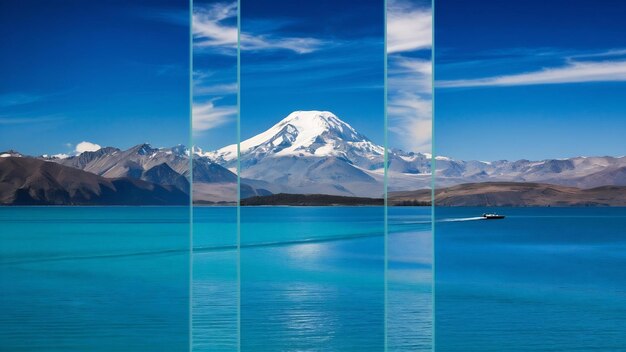 Photo vertical shot of the lake pukaki and mount cook in new zealand