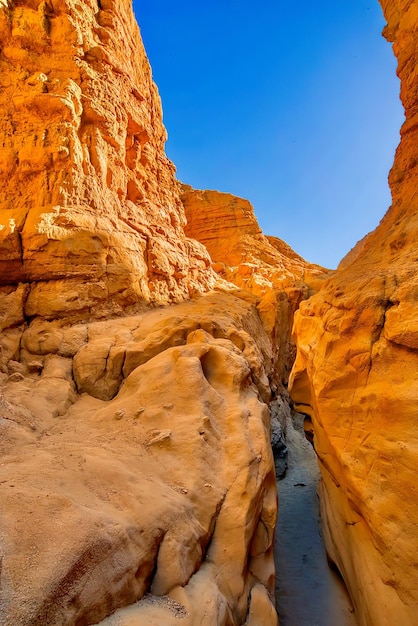 Vertical shot of narrow Slot canyon in Anza-Borrego Desert State Park