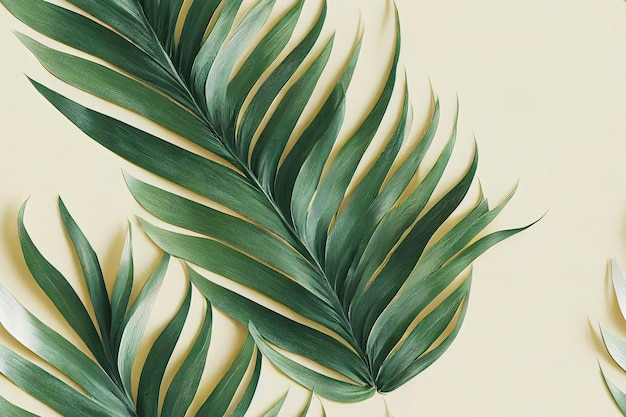 Vertical shot of Palm leafs seamless textile pattern 3d illustrated