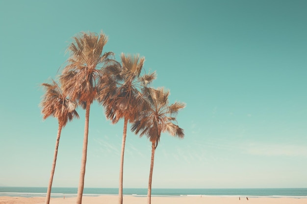 Vertical shot of palm trees on sandy beach