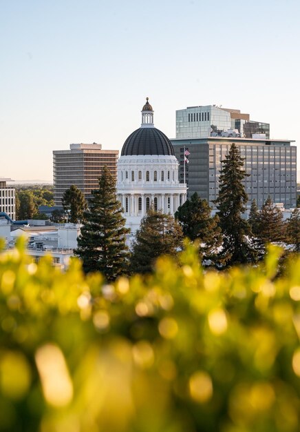 カリフォルニア州のサクラメント州議会議事堂の美しい建物の垂直ショット