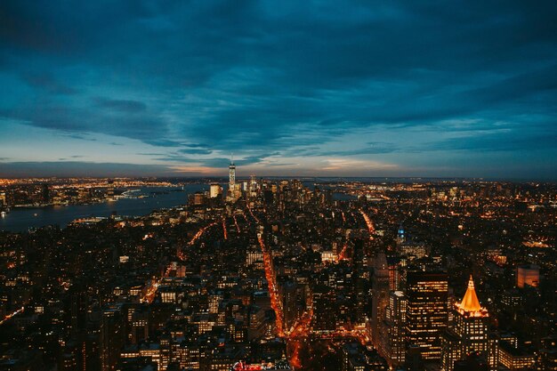 vertical shot of a street and the brooklyn bridge in new york usa