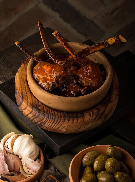 Vertical shot of a tomahawk steak