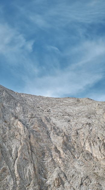 Vertical shot view of the Vihren ridge from Kazana Shelter active recreation and hiking