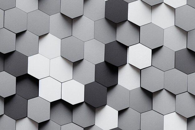 Vertical shot of white and gray geometric hexagons abstract
background 3d illustrated