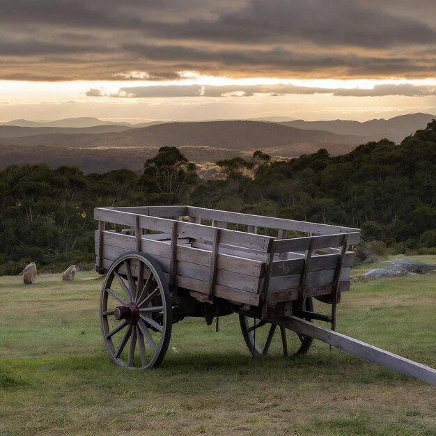 Photo vertical shot of a wooden cart in grampians national park victoria australia