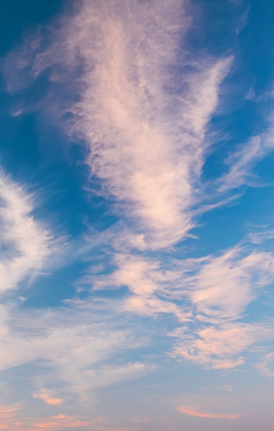 垂直空の背景夕暮れの日没巻雲