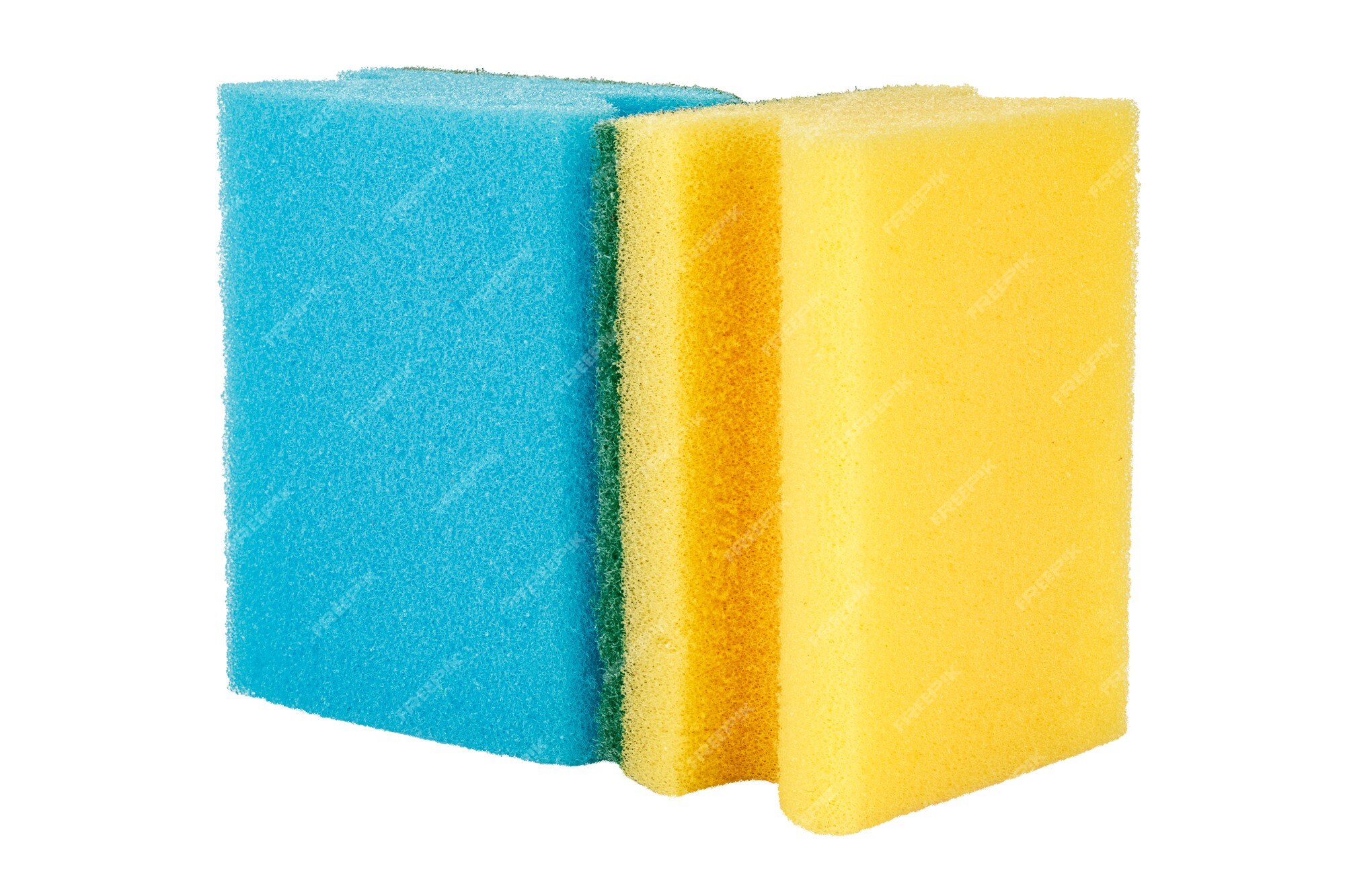 Premium Photo  Vertical standing blue and yellow sponges for