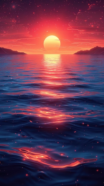 Vertical Sunset over Ocean with Pink and Purple Hues Background for Instagram Story Banner