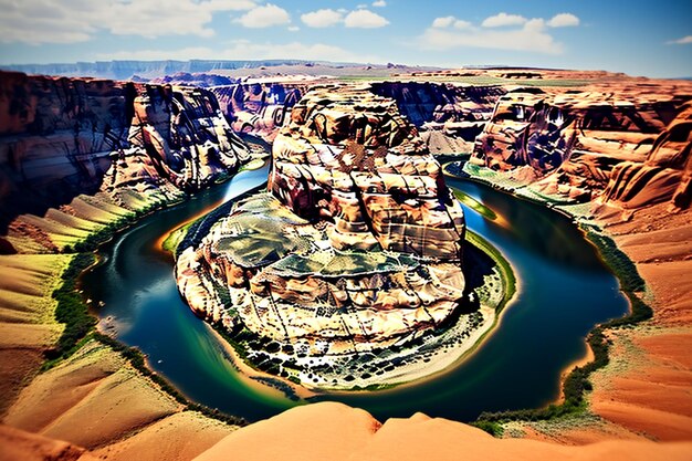 Vertical view of famous horseshoe bend