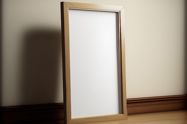 Vertical view of a wooden frame holding a brilliant white sheet