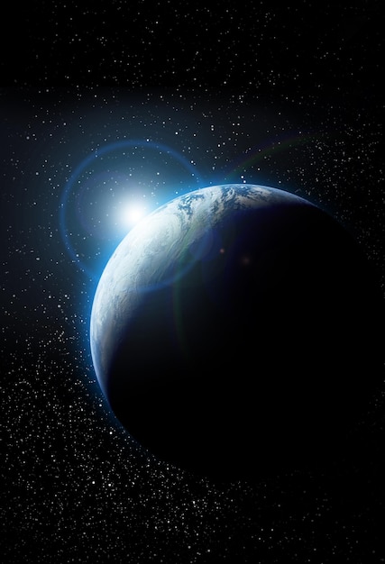 Vertical wallpaper of planet in space. outer dark space\
wallpaper. surface of planet . sphere. view from orbit. elements of\
this image furnished by nasa.3d illustration.