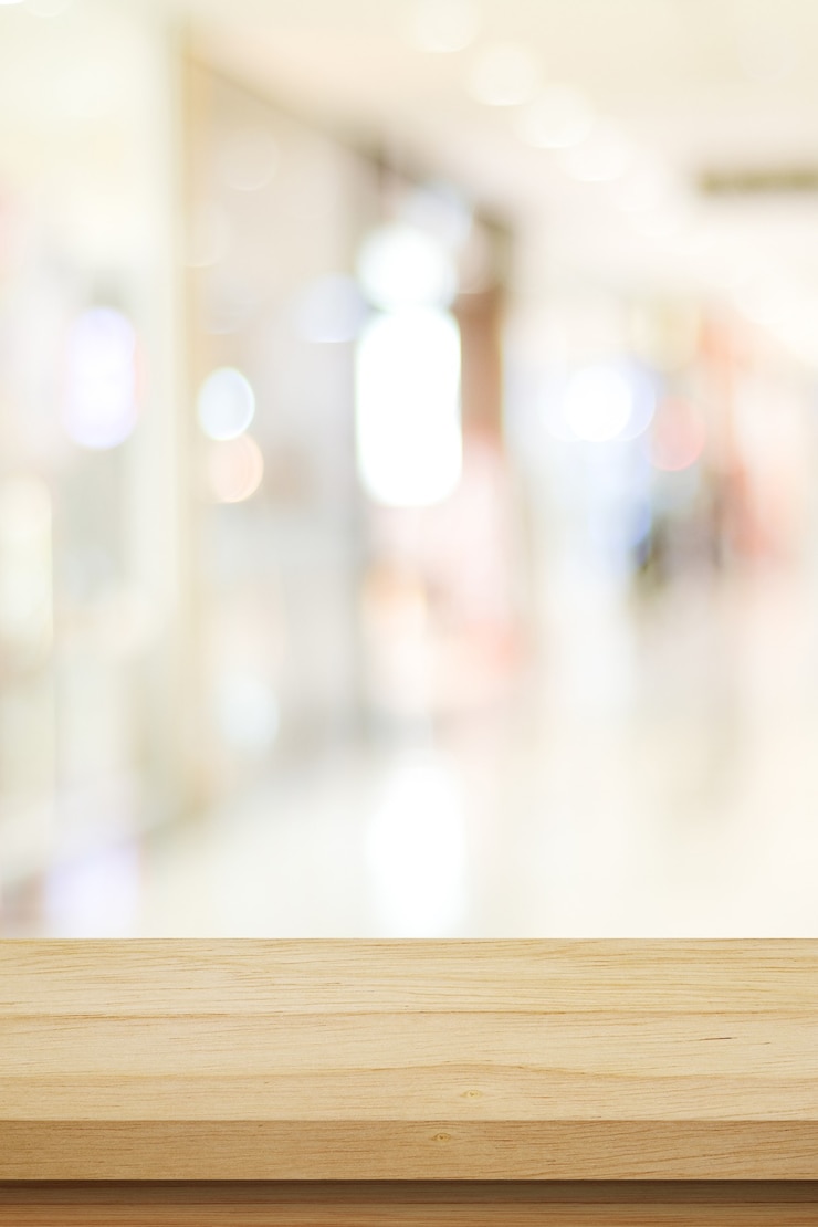 Photo vertical wood table background and blur background