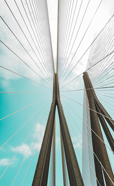 Verticale opname van de Bandra Worli Sea Link onder een bewolkte hemel in Mumbai India