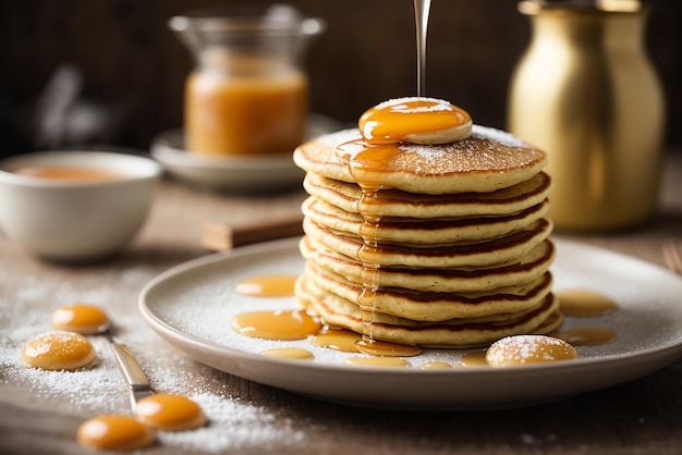 verticale opname van heerlijke veganistische tofu-pannenkoeken met kleurrijk fruit