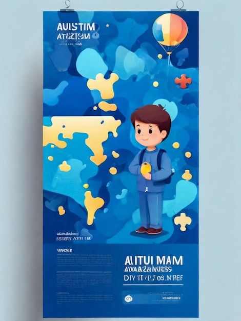 Verticale poster flyer ontwerp voor Autisme Awareness Day
