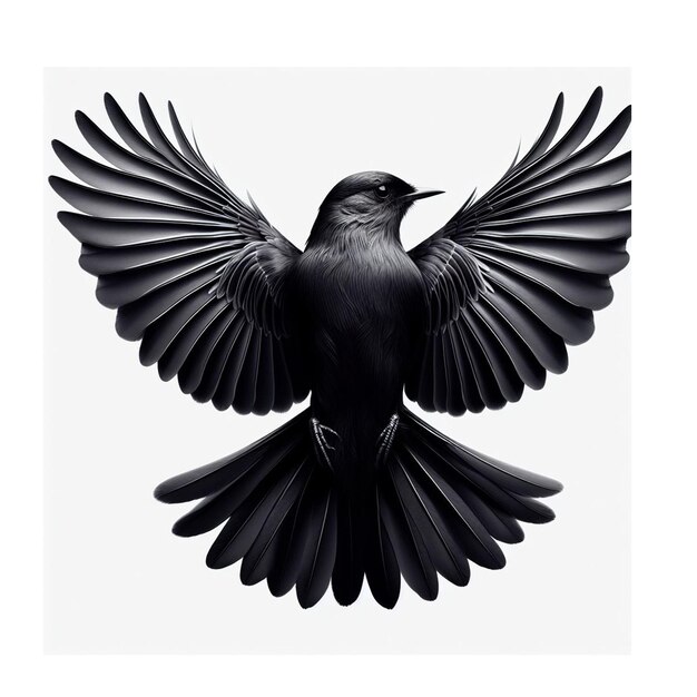 Verticale tekening vliegende vogel kraai in monochroom icoon