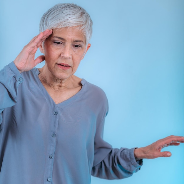 Vertigo Senior Woman Suffering From Vertigo Dizziness