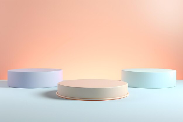 Vertoning van producten pastel podiums pastel lichte achtergrond productpresentatie